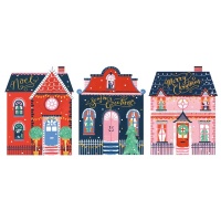 Festive Houses Trio Christmas Card Collection By The Art File