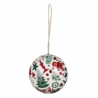 Christmas Print Round Tin Bauble By Emma Bridgewater