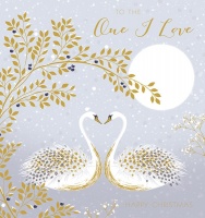 One I Love Swans Christmas Card By Sara Miller