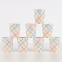 Pastel Check Print Print Paper Cups Set of 8 Meri Meri