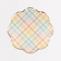 Pastel Check Print Small Paper Plates Set of 8 Meri Meri