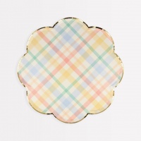 Pastel Check Print Small Paper Plates Set of 8 Meri Meri