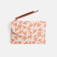 Coral Hearts Print Cardholder Coin Purse By Caroline Gardner