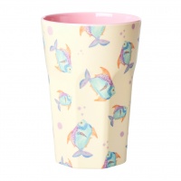 Cream Fish Print Melamine Tall Cup By Rice DK