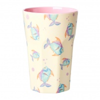 Cream Fish Print Melamine Tall Cup By Rice DK