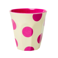 Cream Melamine Cup Fuchsia Dot Print by Rice DK