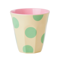 Cream with Green Dot  Print Melamine Cup By Rice DK