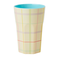 Cream with Coloured Check Print Melamine Tall Cup By Rice DK
