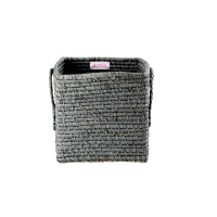 Dark Grey Raffia Coloured Small Square Storage Basket Rice