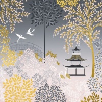 Doves and Pagoda Card By Sara Miller London