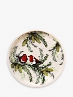 Green Spruce and Robin Print Round Tray By Emma Bridgewater