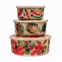 Emma Bridgewater Vegetable Print Rice Husk Storage Tubs Set of 3
