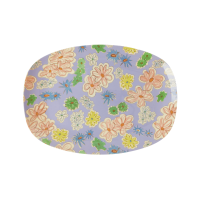 Flower Painting Print Small Rectangular Melamine Plate By Rice DK