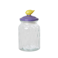 Glass Jar with Purple Lid By Rice