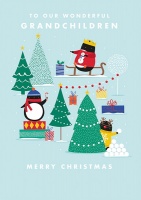 Grandchildren Penguin Christmas Card By The Art File