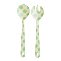 Melamine Salad Servers Green Dot Print Rice DK