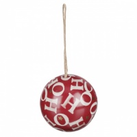 Red Hohoho Christmas Print Round Tin Bauble By Emma Bridgewater