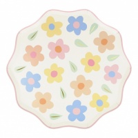 Happy Flower Print Paper Side Plates By Meri Meri