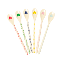 Long Handle Melamine Latte Spoons Heart Print Rice DK