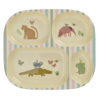 Sweet Jungle Animal Print Kids Melamine 4 Space Plate Rice DK