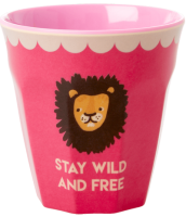 Pink Lion Print Kids Small Melamine Cup By Rice DK