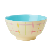 Cream with Coloured Check Print Melamine Bowl By Rice DK