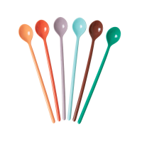 Set of 6 Long Handled Melamine Spoons Disco Ball Colours Rice DK