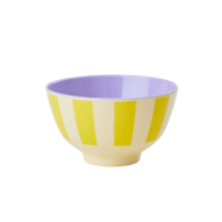 Cream with Yellow Stripe Print Small Melamine Bowl By Rice DK