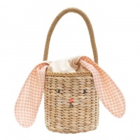 Gingham Bunny Straw Basket By Meri Meri