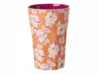 Faded Hibiscus Print Melamine Tall Cup By Rice DK