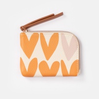 Orange & Pink Heart Corner Zip Purse Caroline Gardner