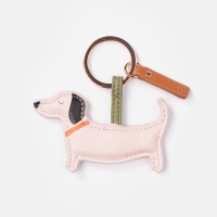 Sausage Dog Shaped Keyring in Pink By Caroline Gardner