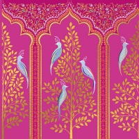 Pink With Birds & Arches Card By Sara Miller London