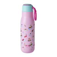 Pink Cake Print Stainless Steel Water Bottle By Rice DK
