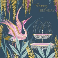 Pink Crane Bird Birthday Card By Sara Miller London