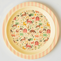 Pink Farm Print Kids Melamine Plate Rice DK