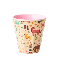 Pink Farm Print Kids Small Melamine Cup Rice DK