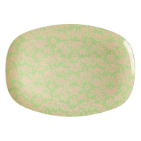 Pink Flower Field Print Rectangular Melamine Plate By Rice DK