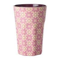 Pink Graphic Flower Print Melamine Tall Cup By Rice DK