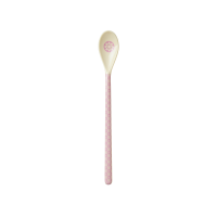 Pink Graphic Flower Print Long Handle Melamine Latte Spoon Rice DK