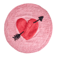 Round Floor Mat Pink with Red Heart By Rice DK