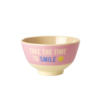 Small Pink Smile Print Melamine Bowl By Rice DK