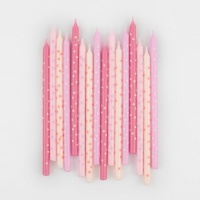Pink Star Print Tall Birthday Candles Meri Meri