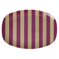 Plum Stripe Print Melamine Rectangular Plate By Rice DK