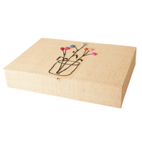 Raffia Cutlery Box Embroidered Flowers By Rice DK