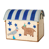 Blue Party Animal Medium Raffia Toy Storage Baskets Rice DK