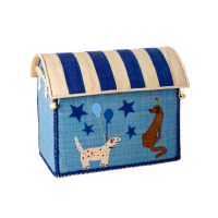 Blue Party Animal Small Raffia Toy Storage Basket Rice DK