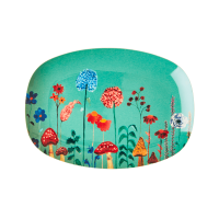 Winter Flower Collage Print Small Rectangular Melamine Plate By Rice DK