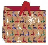 Kraft Reindeer Christmas Print Landscape Gift Bag