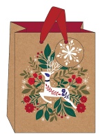 Kraft Reindeer Christmas Print Medium Gift Bag